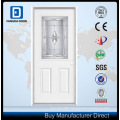 Fangda Pre-Hung Exterior Wrought Iron Door Decorated with Tempered Glass